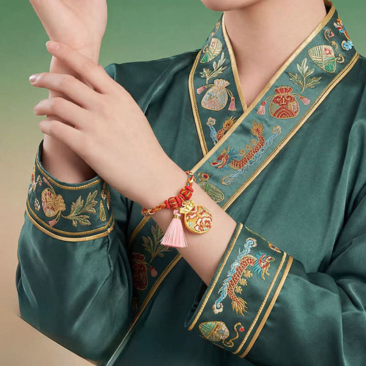 Buddha Stones Handgewebtes Armband mit fünffarbigem Apfel-Geldbeutel-Anhänger und chinesischem Schloss-Charm - image 31