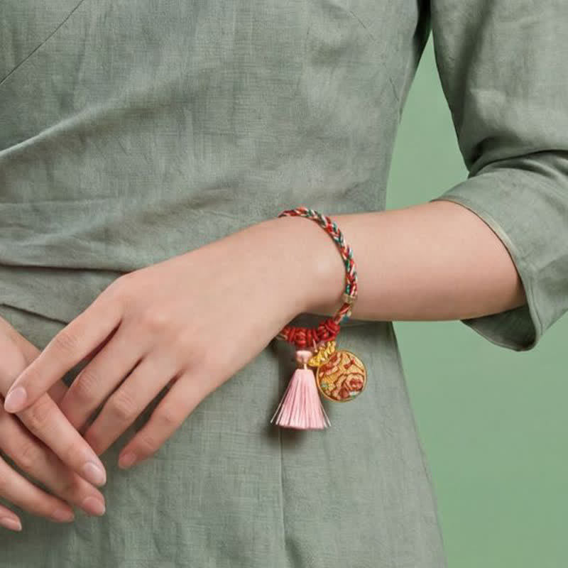 Buddha Stones Handgewebtes Armband mit fünffarbigem Apfel-Geldbeutel-Anhänger und chinesischem Schloss-Charm - image 30