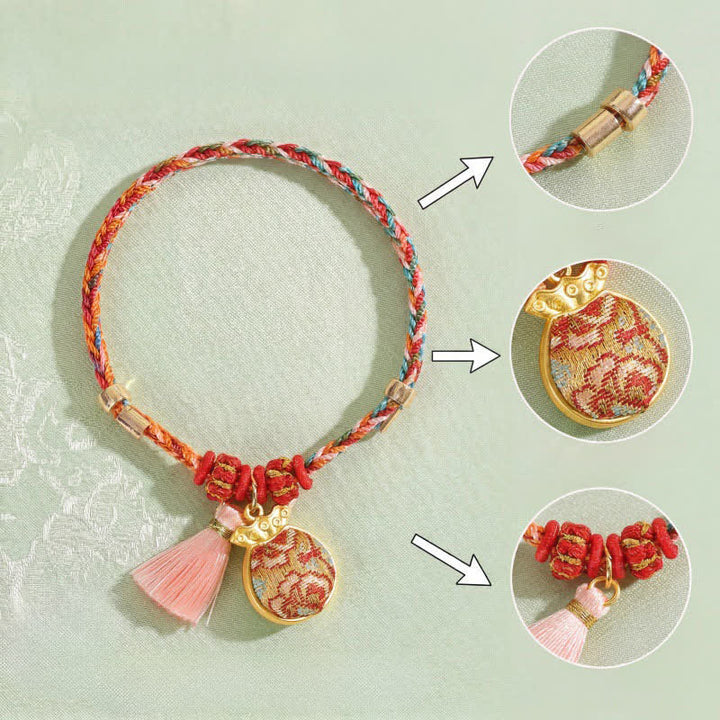 Buddha Stones Handgewebtes Armband mit fünffarbigem Apfel-Geldbeutel-Anhänger und chinesischem Schloss-Charm - image 29