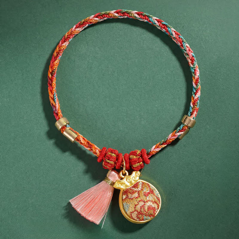 Buddha Stones Handgewebtes Armband mit fünffarbigem Apfel-Geldbeutel-Anhänger und chinesischem Schloss-Charm - image 22