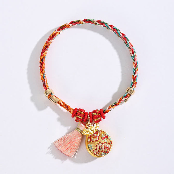 Buddha Stones Handgewebtes Armband mit fünffarbigem Apfel-Geldbeutel-Anhänger und chinesischem Schloss-Charm - image 24