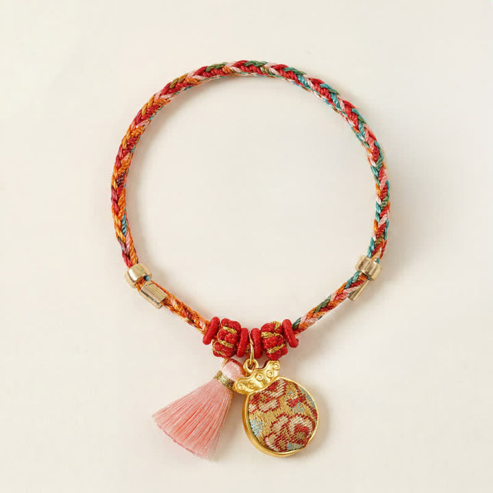 Buddha Stones Handgewebtes Armband mit fünffarbigem Apfel-Geldbeutel-Anhänger und chinesischem Schloss-Charm - image 36