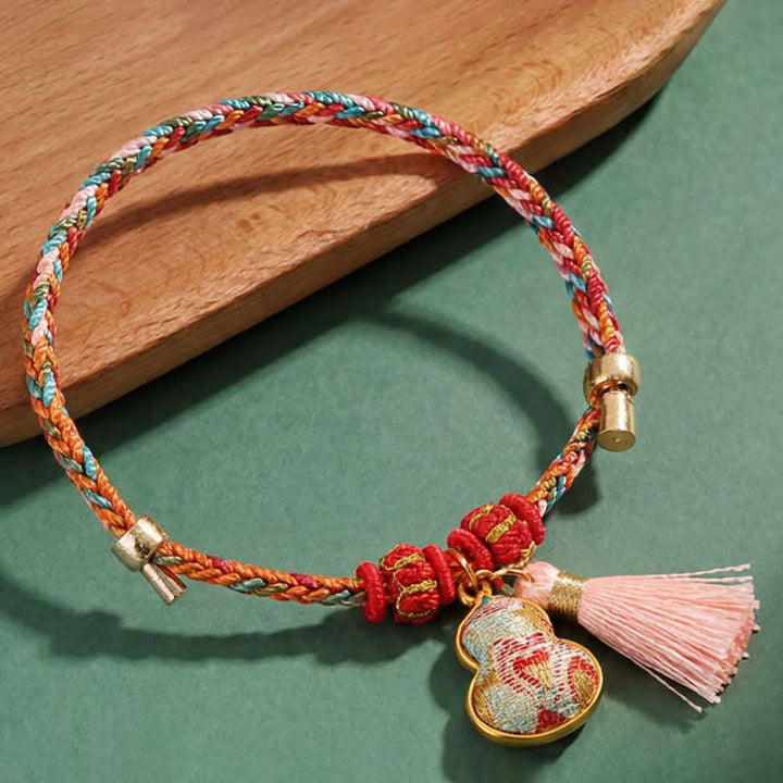 Buddha Stones Handgewebtes Armband mit fünffarbigem Apfel-Geldbeutel-Anhänger und chinesischem Schloss-Charm - image 34