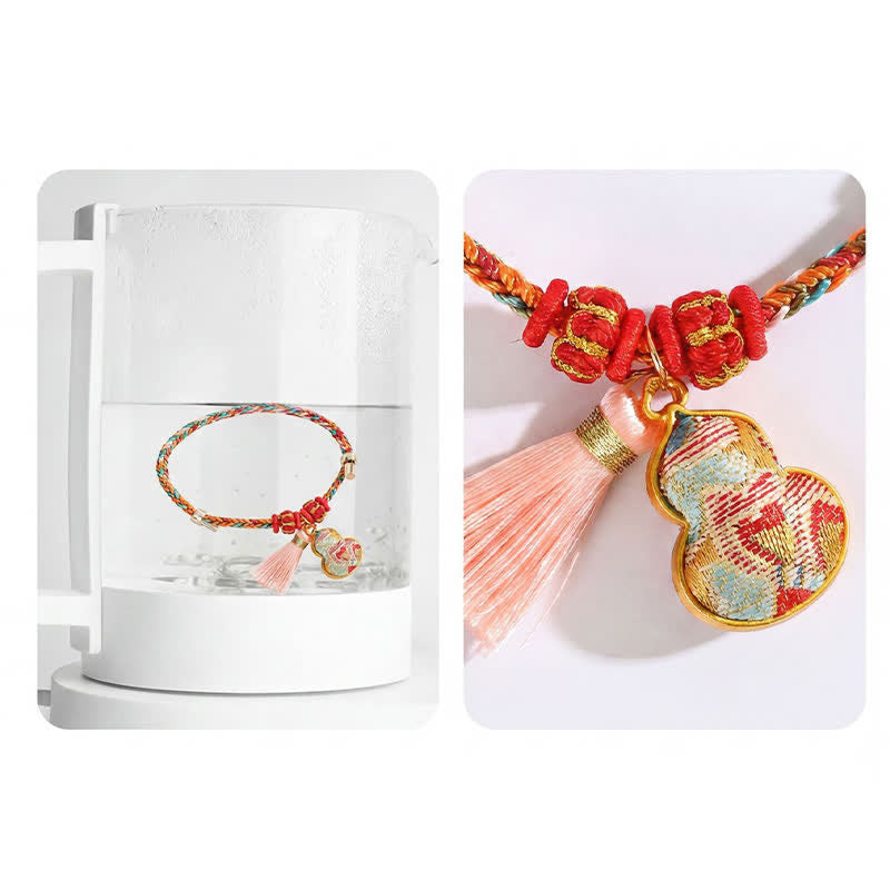 Buddha Stones Handgewebtes Armband mit fünffarbigem Apfel-Geldbeutel-Anhänger und chinesischem Schloss-Charm - image 49