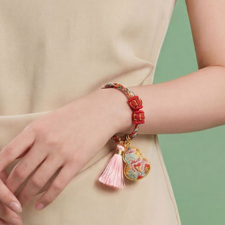 Buddha Stones Handgewebtes Armband mit fünffarbigem Apfel-Geldbeutel-Anhänger und chinesischem Schloss-Charm - image 46