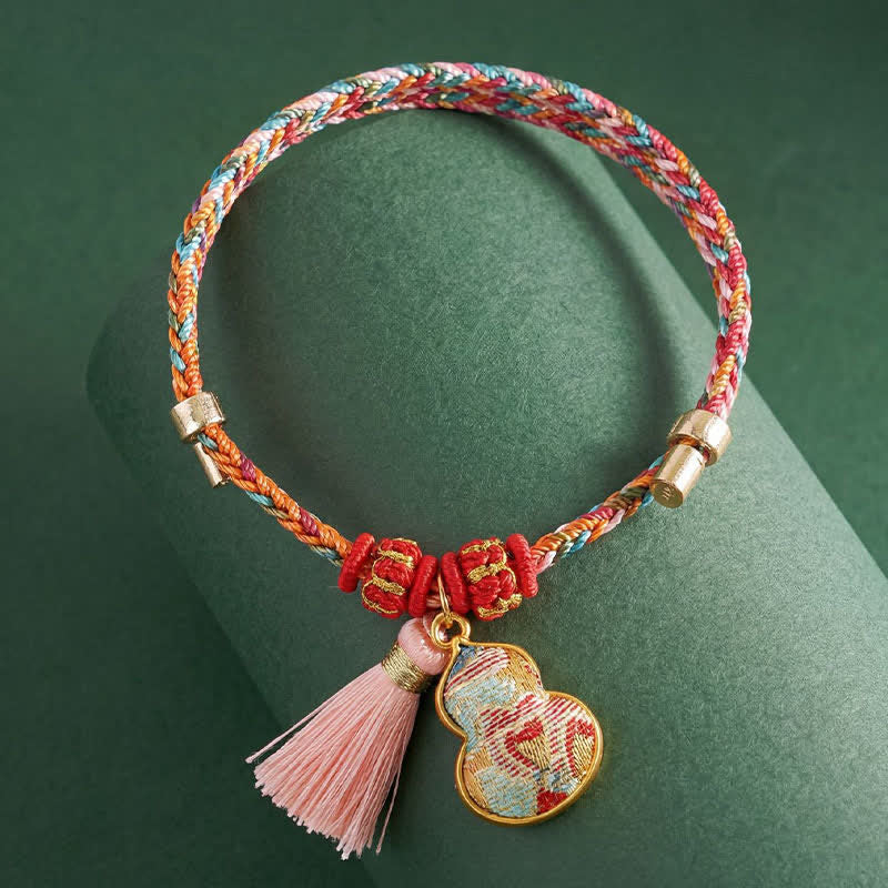 Buddha Stones Handgewebtes Armband mit fünffarbigem Apfel-Geldbeutel-Anhänger und chinesischem Schloss-Charm - image 40