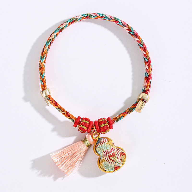 Buddha Stones Handgewebtes Armband mit fünffarbigem Apfel-Geldbeutel-Anhänger und chinesischem Schloss-Charm - image 45