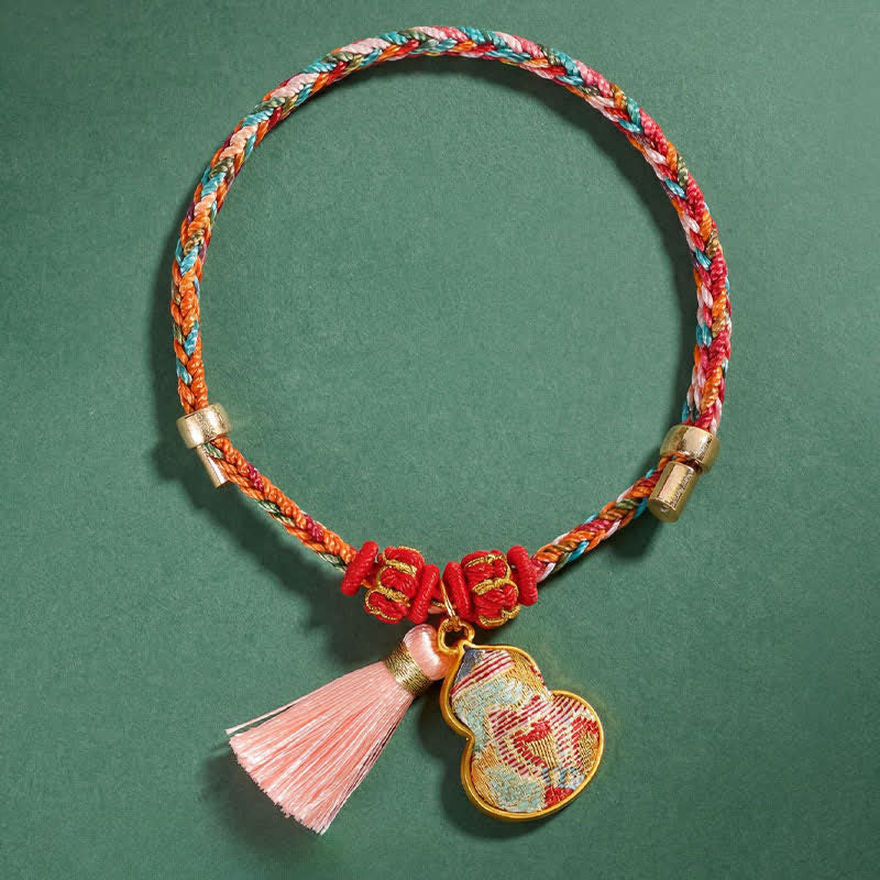 Buddha Stones Handgewebtes Armband mit fünffarbigem Apfel-Geldbeutel-Anhänger und chinesischem Schloss-Charm - image 39