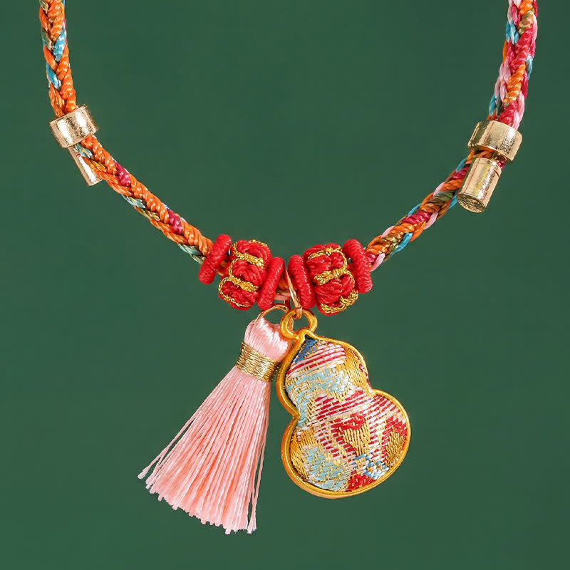Buddha Stones Handgewebtes Armband mit fünffarbigem Apfel-Geldbeutel-Anhänger und chinesischem Schloss-Charm - image 38