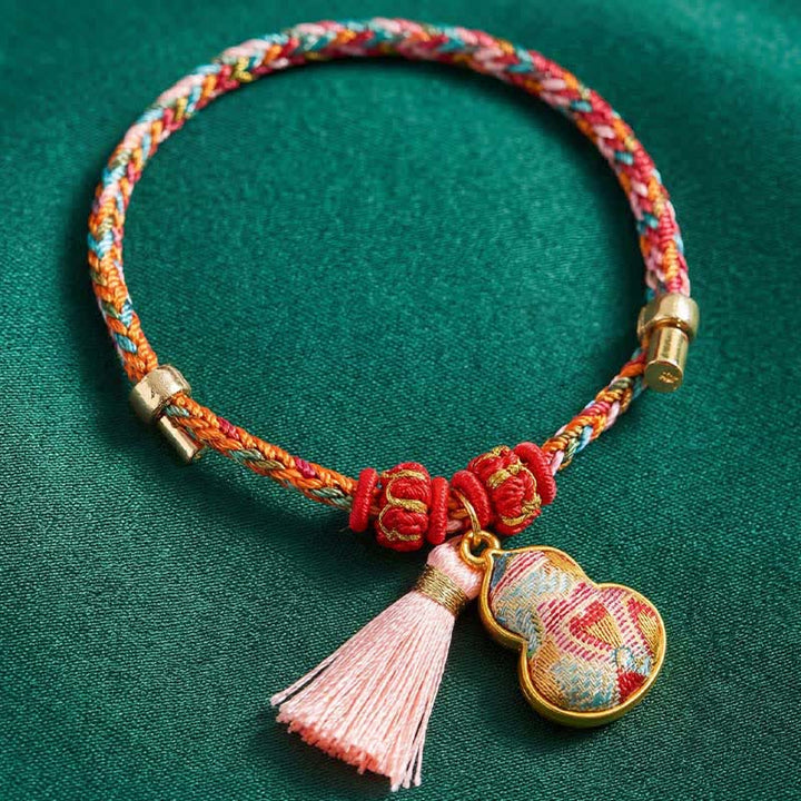 Buddha Stones Handgewebtes Armband mit fünffarbigem Apfel-Geldbeutel-Anhänger und chinesischem Schloss-Charm - image 44