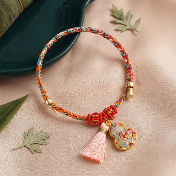 Buddha Stones Handgewebtes Armband mit fünffarbigem Apfel-Geldbeutel-Anhänger und chinesischem Schloss-Charm - image 43