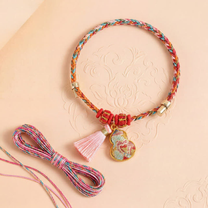 Buddha Stones Handgewebtes Armband mit fünffarbigem Apfel-Geldbeutel-Anhänger und chinesischem Schloss-Charm - image 35