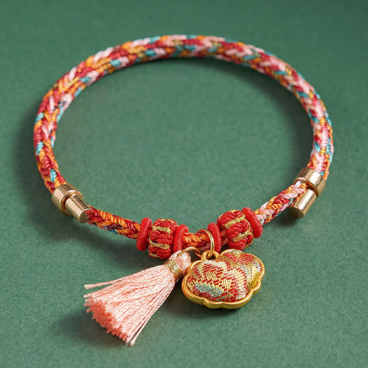 Buddha Stones Handgewebtes Armband mit fünffarbigem Apfel-Geldbeutel-Anhänger und chinesischem Schloss-Charm - image 57