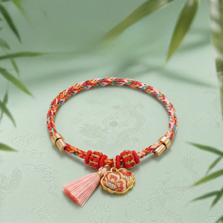 Buddha Stones Handgewebtes Armband mit fünffarbigem Apfel-Geldbeutel-Anhänger und chinesischem Schloss-Charm - image 60