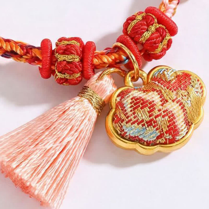 Buddha Stones Handgewebtes Armband mit fünffarbigem Apfel-Geldbeutel-Anhänger und chinesischem Schloss-Charm - image 54