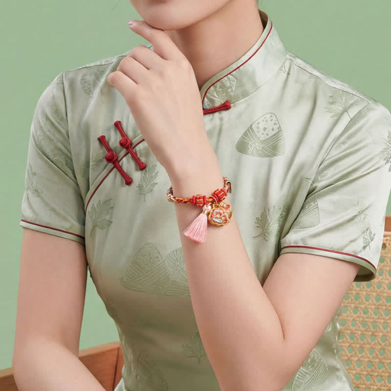 Buddha Stones Handgewebtes Armband mit fünffarbigem Apfel-Geldbeutel-Anhänger und chinesischem Schloss-Charm - image 64