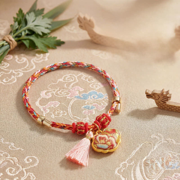 Buddha Stones Handgewebtes Armband mit fünffarbigem Apfel-Geldbeutel-Anhänger und chinesischem Schloss-Charm - image 61