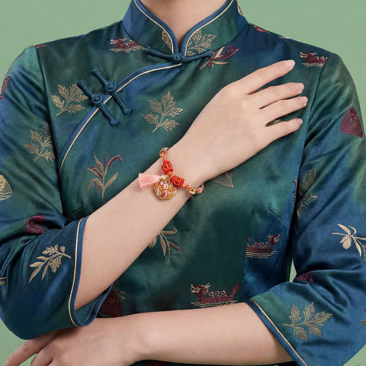 Buddha Stones Handgewebtes Armband mit fünffarbigem Apfel-Geldbeutel-Anhänger und chinesischem Schloss-Charm - image 65
