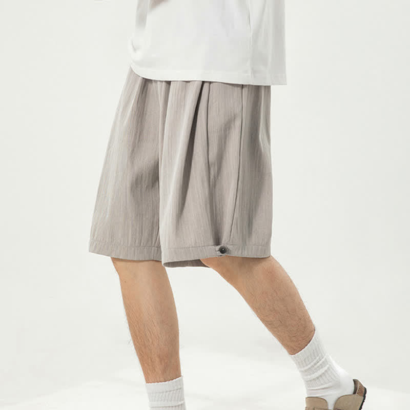 Buddha Stones Lässige, minimalistische Herren-Shorts mit Kordelzug und elastischem Bund, einfarbig, mit Tasche - Gainsboro - US/UK/AU42, EU52 (3XL) - image 0