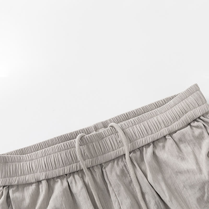 Buddha Stones Lässige, minimalistische Herren-Shorts mit Kordelzug und elastischem Bund, einfarbig, mit Tasche - image 10