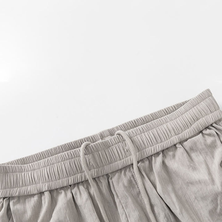 Buddha Stones Lässige, minimalistische Herren-Shorts mit Kordelzug und elastischem Bund, einfarbig, mit Tasche - image 10