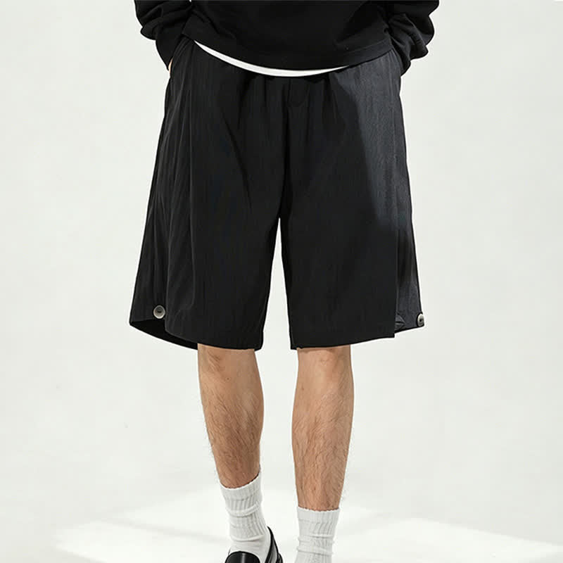 Buddha Stones Lässige, minimalistische Herren-Shorts mit Kordelzug und elastischem Bund, einfarbig, mit Tasche - Schwarz - US/UK/AU42, EU52 (3XL) - image 15