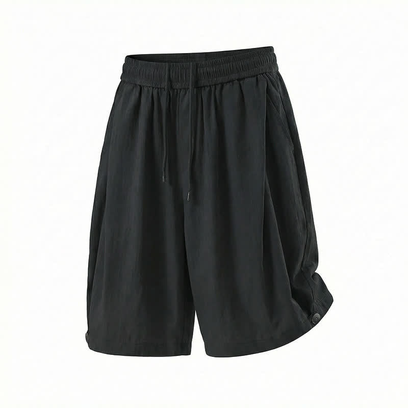 Buddha Stones Lässige, minimalistische Herren-Shorts mit Kordelzug und elastischem Bund, einfarbig, mit Tasche - image 23