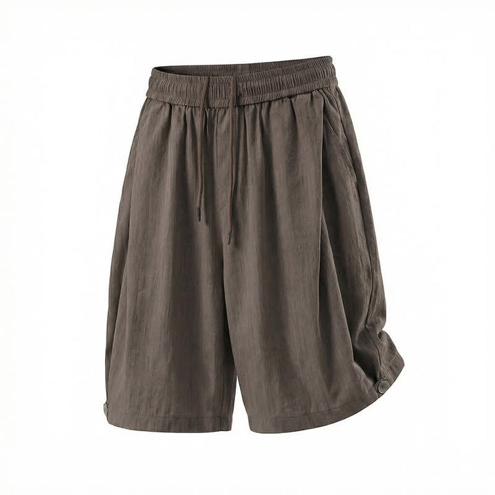 Buddha Stones Lässige, minimalistische Herren-Shorts mit Kordelzug und elastischem Bund, einfarbig, mit Tasche - image 31