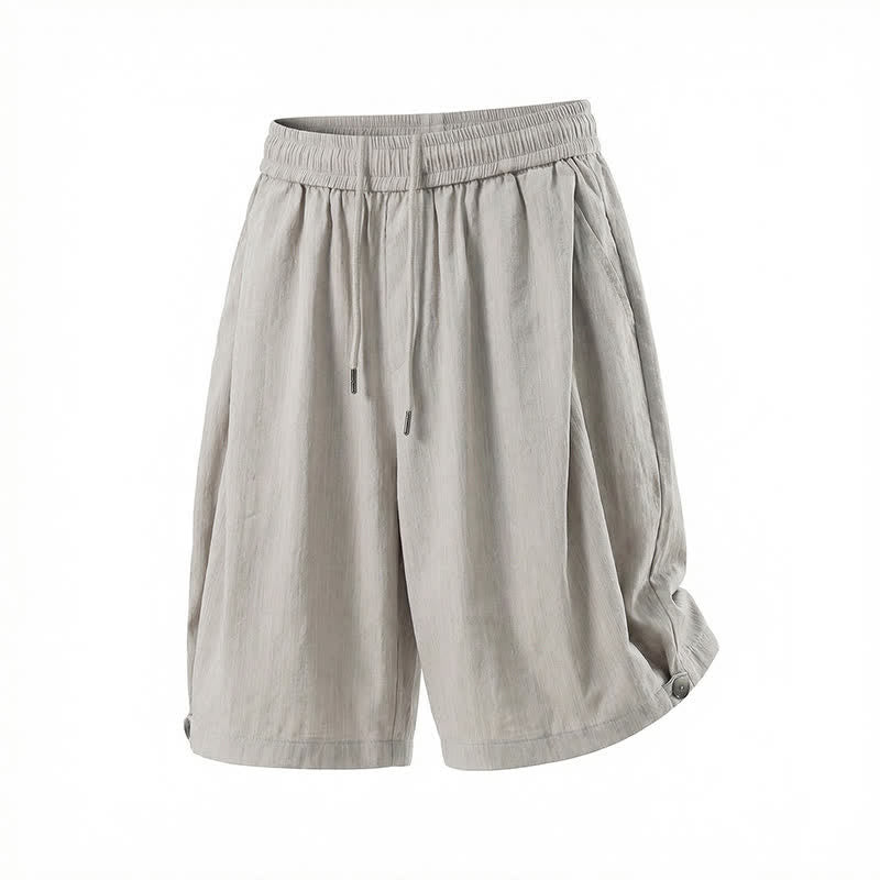 Buddha Stones Lässige, minimalistische Herren-Shorts mit Kordelzug und elastischem Bund, einfarbig, mit Tasche - image 9
