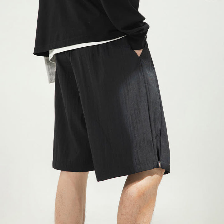 Buddha Stones Lässige, minimalistische Herren-Shorts mit Kordelzug und elastischem Bund, einfarbig, mit Tasche - image 19