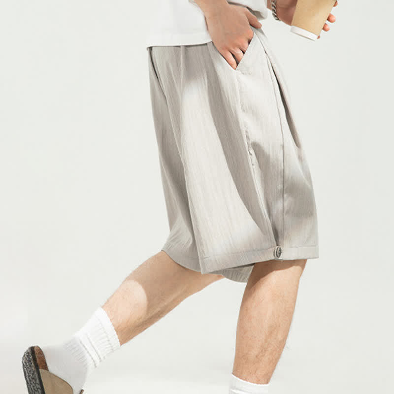 Buddha Stones Lässige, minimalistische Herren-Shorts mit Kordelzug und elastischem Bund, einfarbig, mit Tasche - image 5