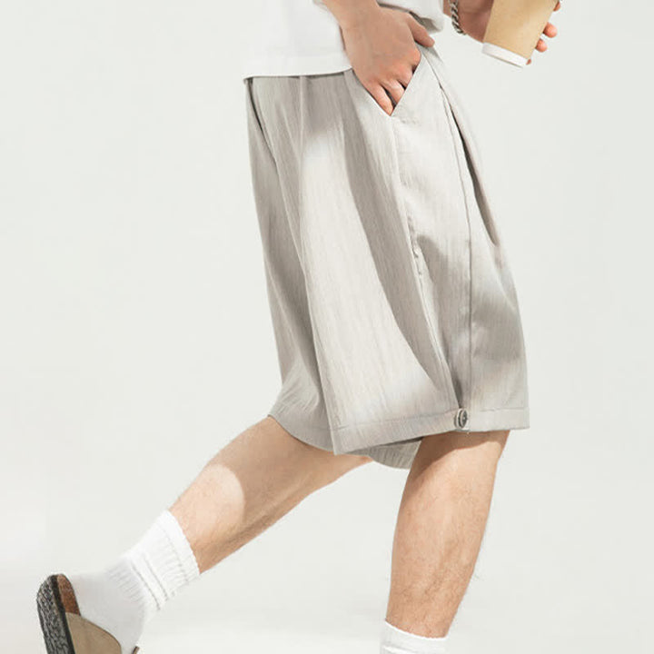 Buddha Stones Lässige, minimalistische Herren-Shorts mit Kordelzug und elastischem Bund, einfarbig, mit Tasche - image 5