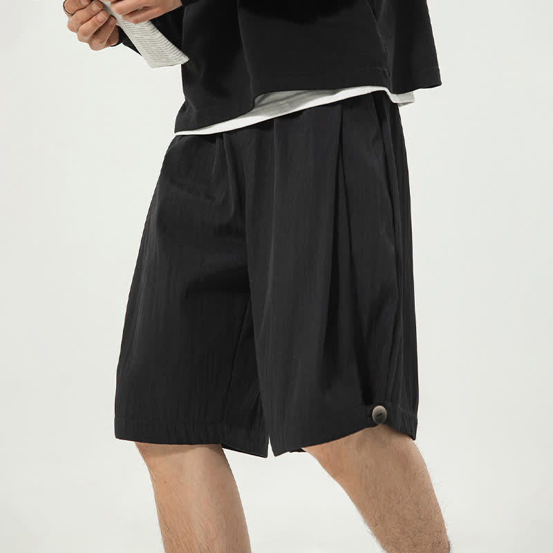Buddha Stones Lässige, minimalistische Herren-Shorts mit Kordelzug und elastischem Bund, einfarbig, mit Tasche - image 21