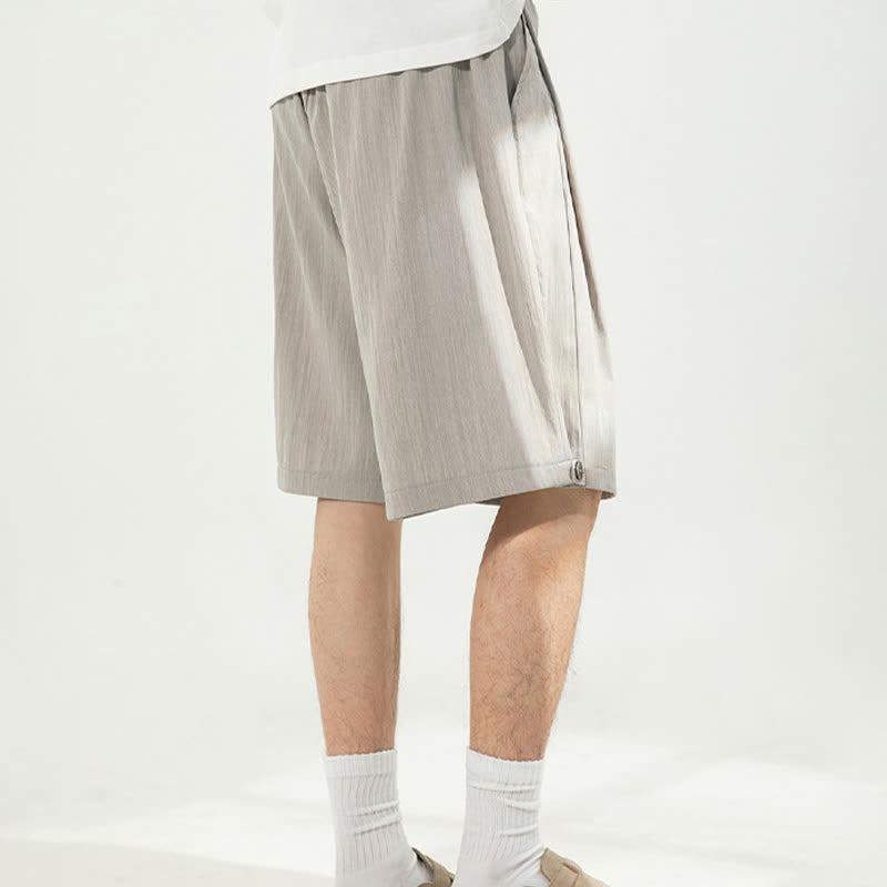 Buddha Stones Lässige, minimalistische Herren-Shorts mit Kordelzug und elastischem Bund, einfarbig, mit Tasche - image 4