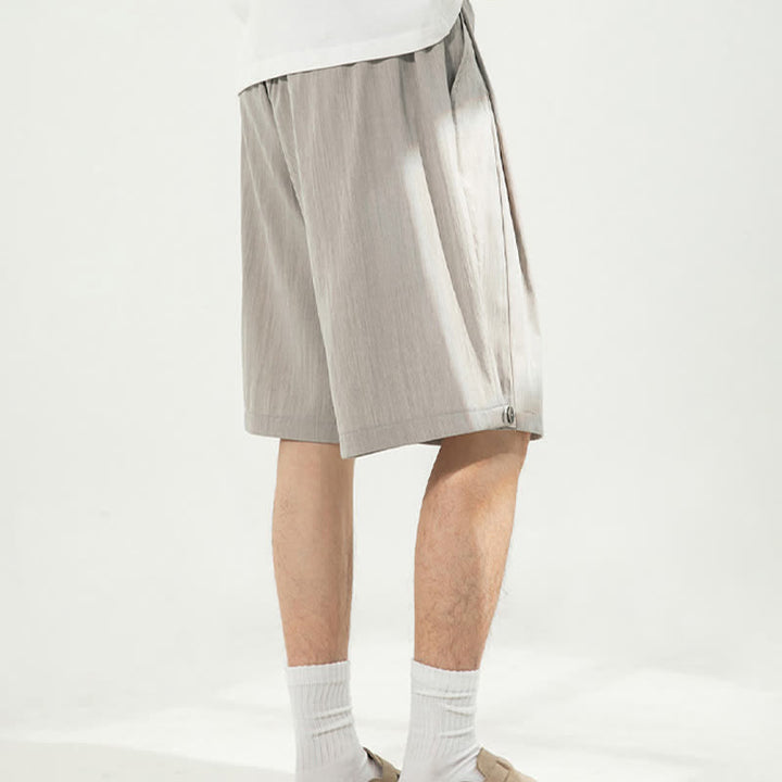 Buddha Stones Lässige, minimalistische Herren-Shorts mit Kordelzug und elastischem Bund, einfarbig, mit Tasche - image 4
