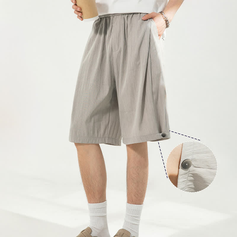 Buddha Stones Lässige, minimalistische Herren-Shorts mit Kordelzug und elastischem Bund, einfarbig, mit Tasche - image 1