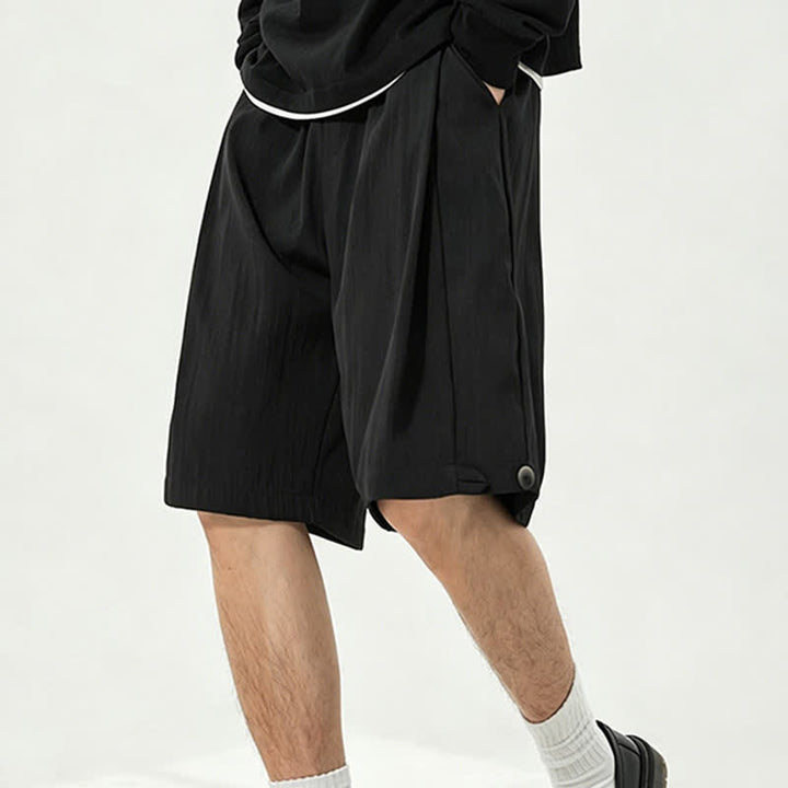 Buddha Stones Lässige, minimalistische Herren-Shorts mit Kordelzug und elastischem Bund, einfarbig, mit Tasche - image 18