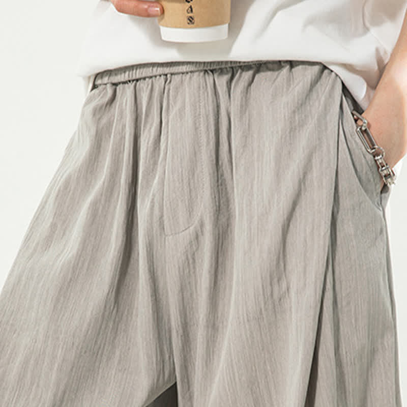 Buddha Stones Lässige, minimalistische Herren-Shorts mit Kordelzug und elastischem Bund, einfarbig, mit Tasche - image 7