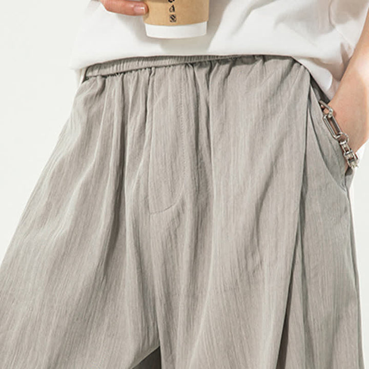 Buddha Stones Lässige, minimalistische Herren-Shorts mit Kordelzug und elastischem Bund, einfarbig, mit Tasche - image 7