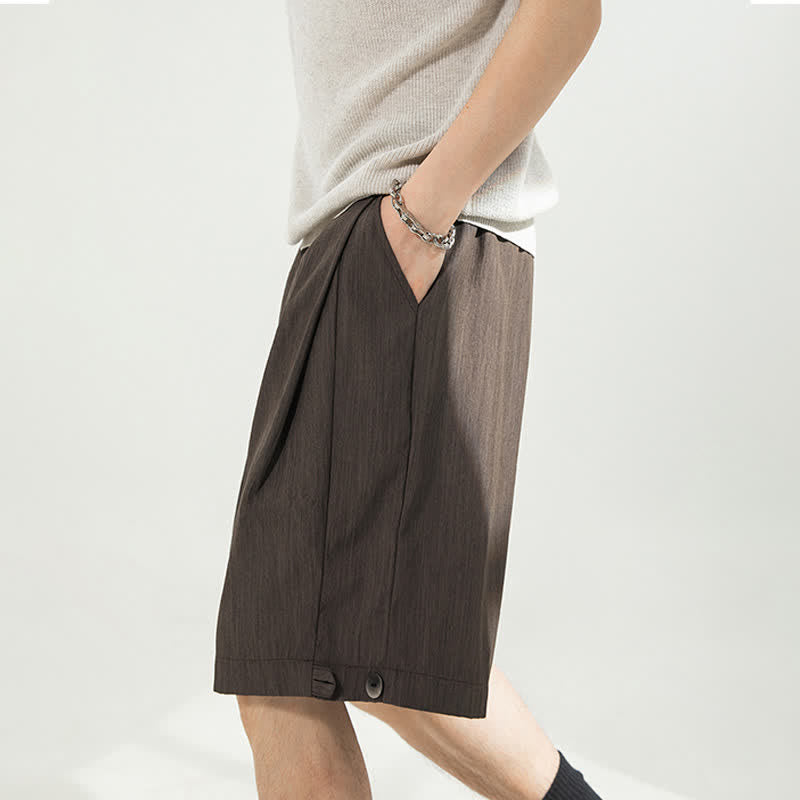 Buddha Stones Lässige, minimalistische Herren-Shorts mit Kordelzug und elastischem Bund, einfarbig, mit Tasche - image 27