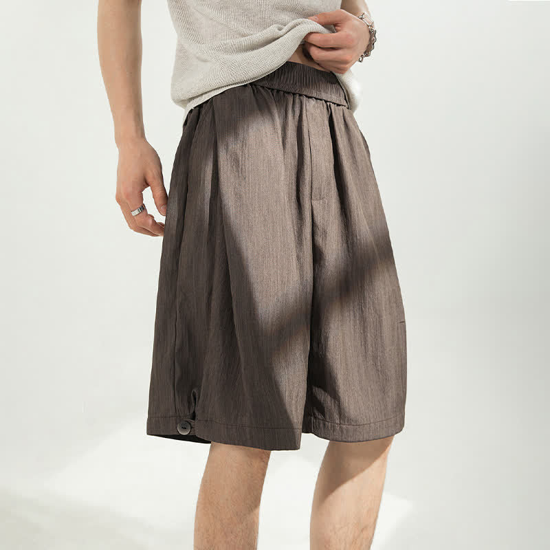Buddha Stones Lässige, minimalistische Herren-Shorts mit Kordelzug und elastischem Bund, einfarbig, mit Tasche - image 28
