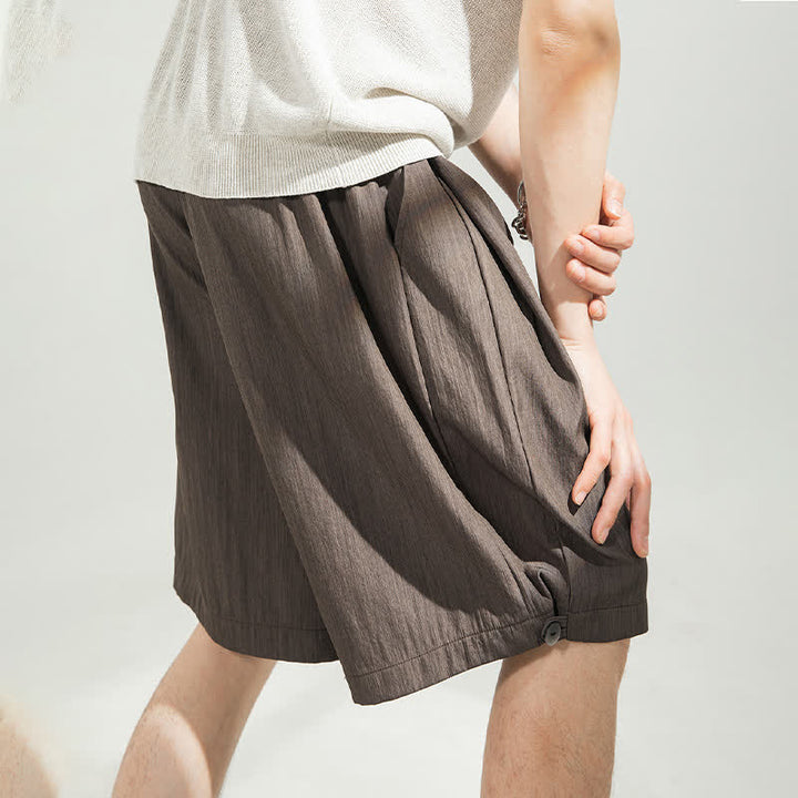 Buddha Stones Lässige, minimalistische Herren-Shorts mit Kordelzug und elastischem Bund, einfarbig, mit Tasche - image 29