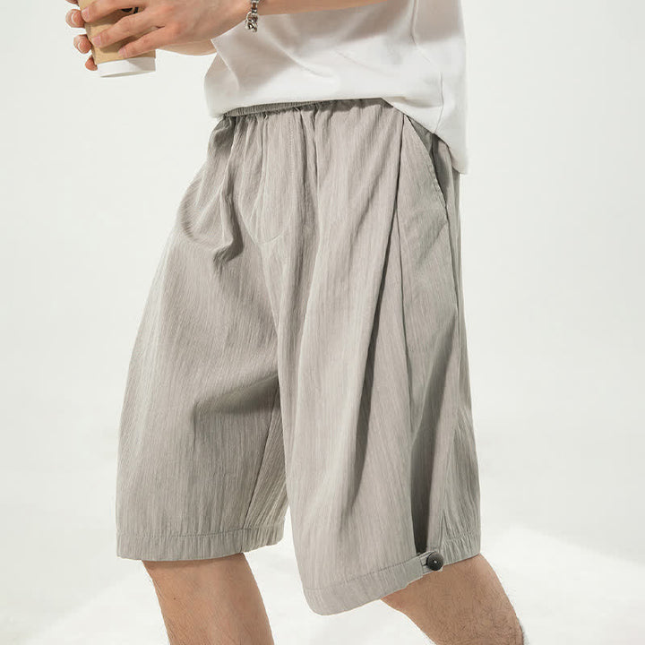 Buddha Stones Lässige, minimalistische Herren-Shorts mit Kordelzug und elastischem Bund, einfarbig, mit Tasche - image 6