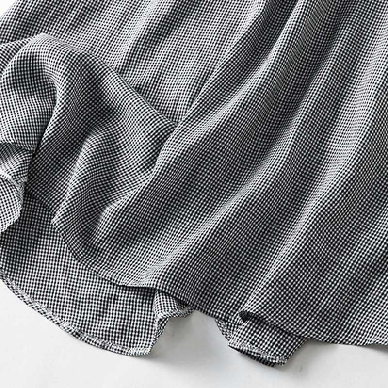 Buddha Stones Sommerliches, lässiges Vintage-Kleid mit Knopfleiste, kariertem Muster und kurzen Ärmeln für Damen - image 9