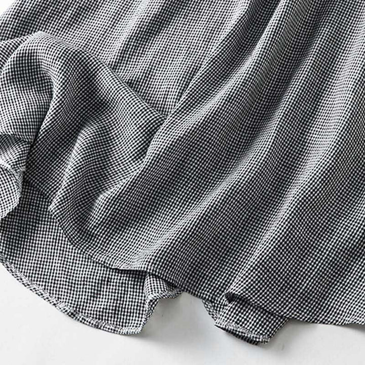 Buddha Stones Sommerliches, lässiges Vintage-Kleid mit Knopfleiste, kariertem Muster und kurzen Ärmeln für Damen - image 9