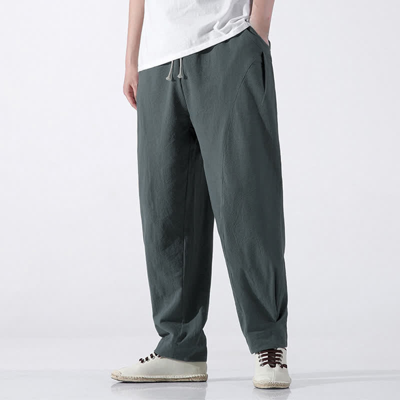 Buddha Stones Lässige, minimalistische Herren-Haremshose mit Kordelzug und Tasche - Kadettenblau - US/UK/AU46, EU56 (5XL) - image 0
