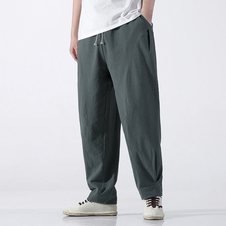 Buddha Stones Lässige, minimalistische Herren-Haremshose mit Kordelzug und Tasche - Kadettenblau - US/UK/AU46, EU56 (5XL) - image 0