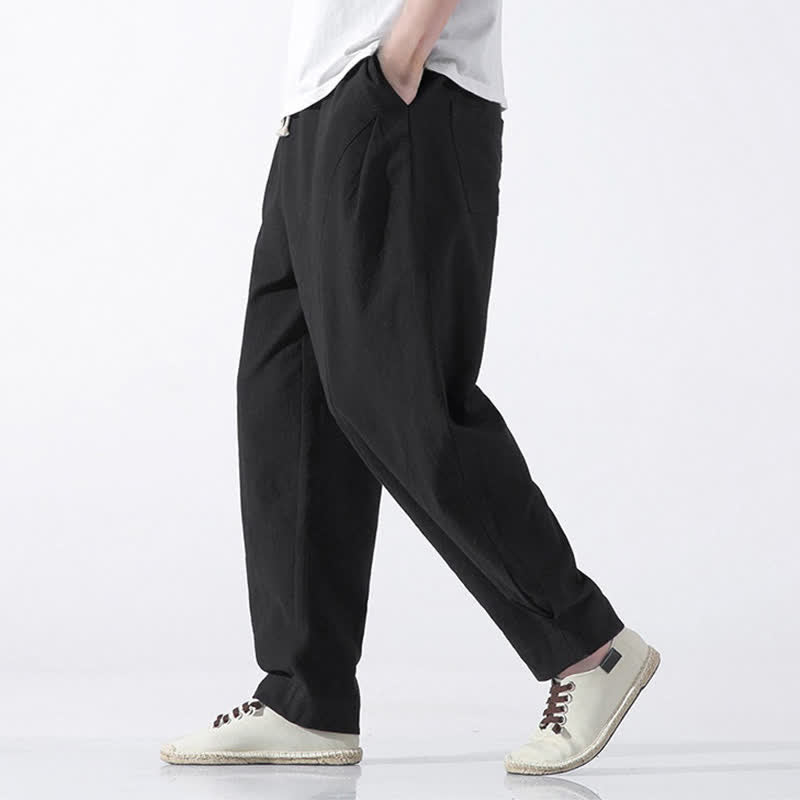 Buddha Stones Lässige, minimalistische Herren-Haremshose mit Kordelzug und Tasche - image 13