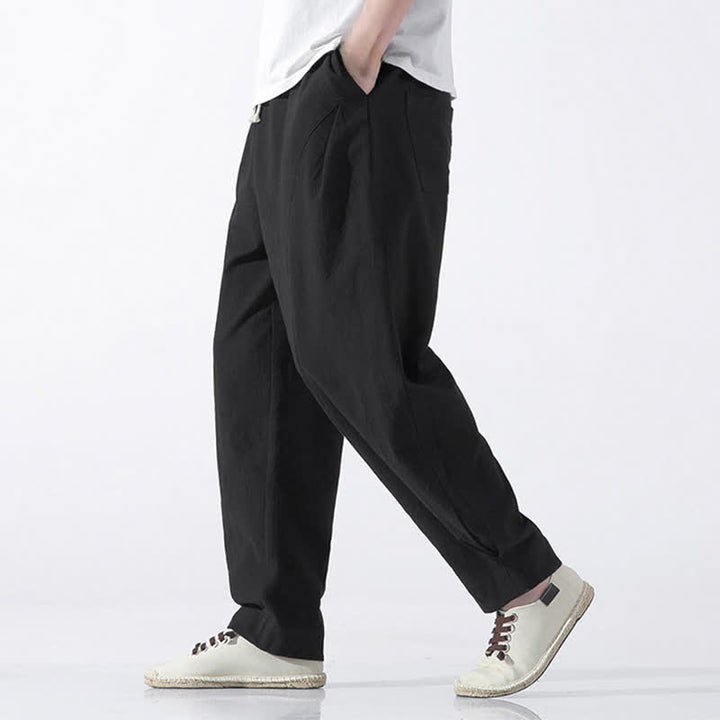 Buddha Stones Lässige, minimalistische Herren-Haremshose mit Kordelzug und Tasche - image 13