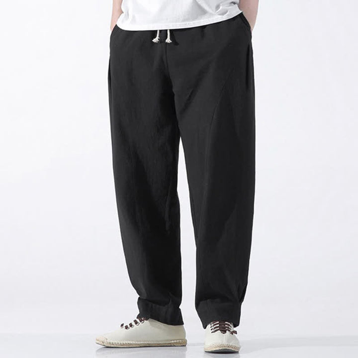 Buddha Stones Lässige, minimalistische Herren-Haremshose mit Kordelzug und Tasche - Schwarz - US/UK/AU46, EU56 (5XL) - image 7
